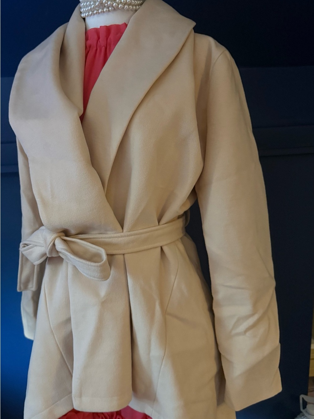 Chicwish Cream Belted Trench Coat